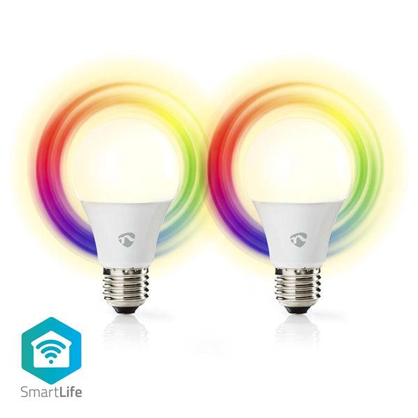 SmartLife Vollfärbige LED-Lampe | Wi-Fi | E27 | 806 lm | 9 W | RGB / Warm bis kühlen weiss | 2700 - 6500 K | Android / IOS | Birne | 2 Stück - handy.ch